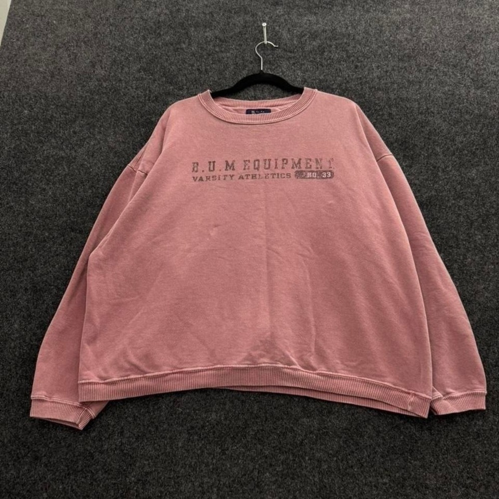 BUM Equipment Rose Pink Cropped Crewneck Sweatshirt Womens XL Cotton